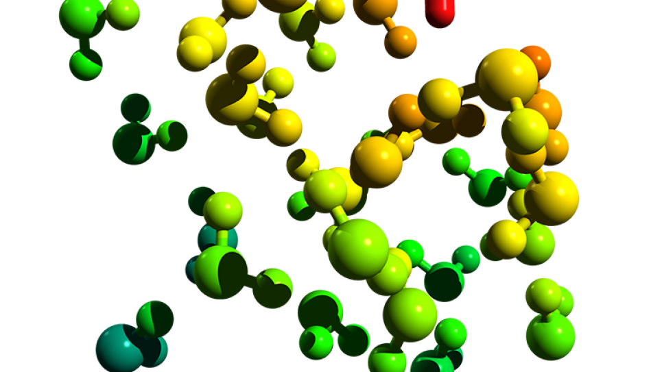 a nitrate anion solvated by 32 water molecules