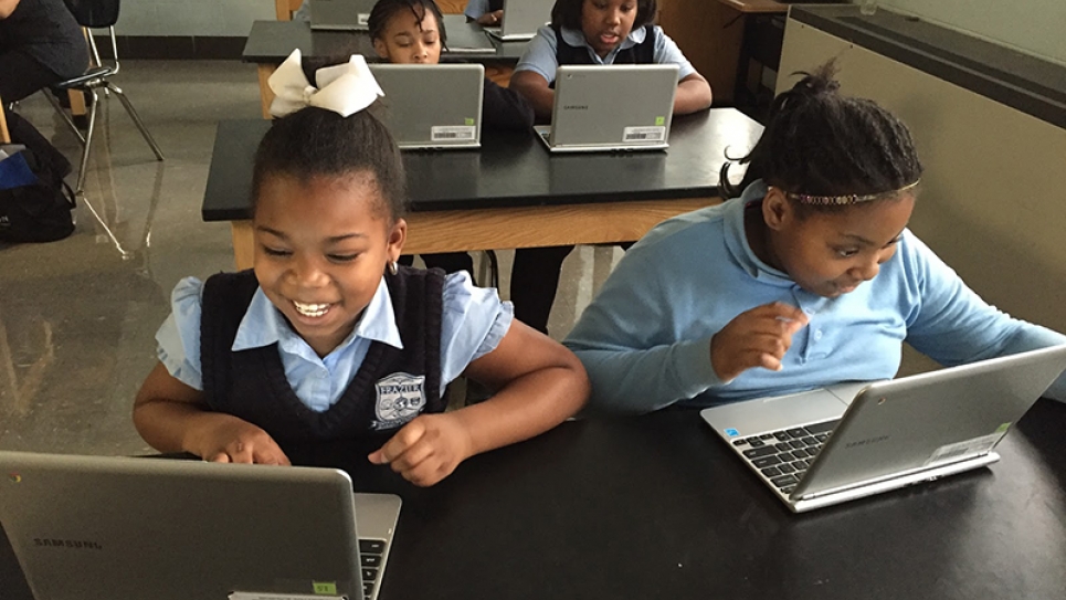 Students from Frazier International Magnet School in Chicago