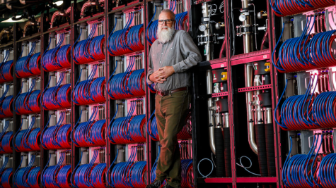 Mike Papka in front HPC machines. 