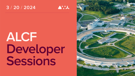 ALCF Developer Session March Graphic featuring title and date