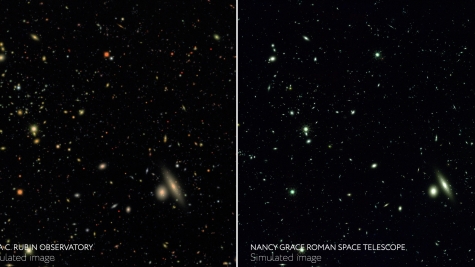 Side-by-side simulated images for the Vera C. Rubin Observatory and NASA’s Nancy Grace Roman Space Telescope