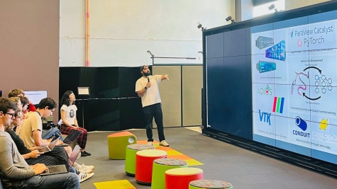 Ayman Yousef presenting his work