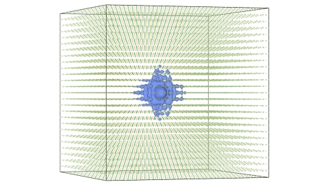 Charge density of a defect state in a 17,574-atom LiH supercell