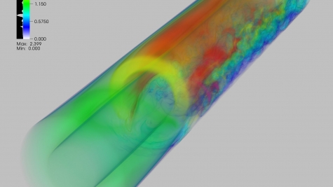 Velocity magnitude from preliminary Nek5000 simulations of "SIBERIA" experiment.