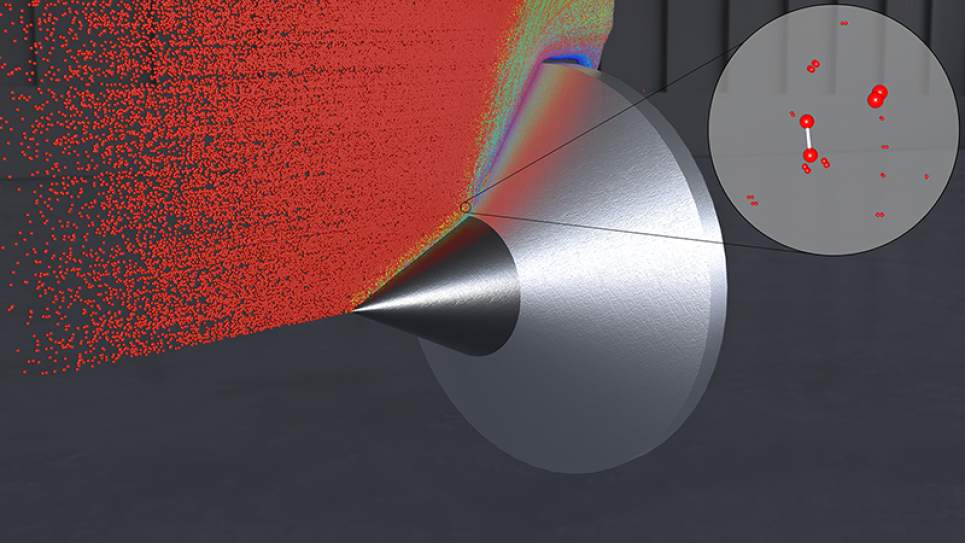 Velocity field from a calculation to simulate a Mach 8.2 experiment