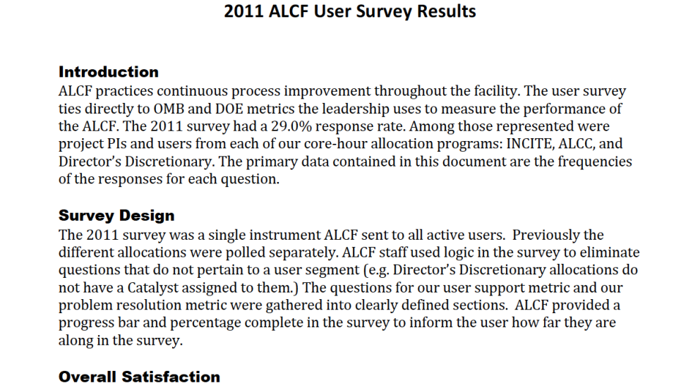 2011 User Survey