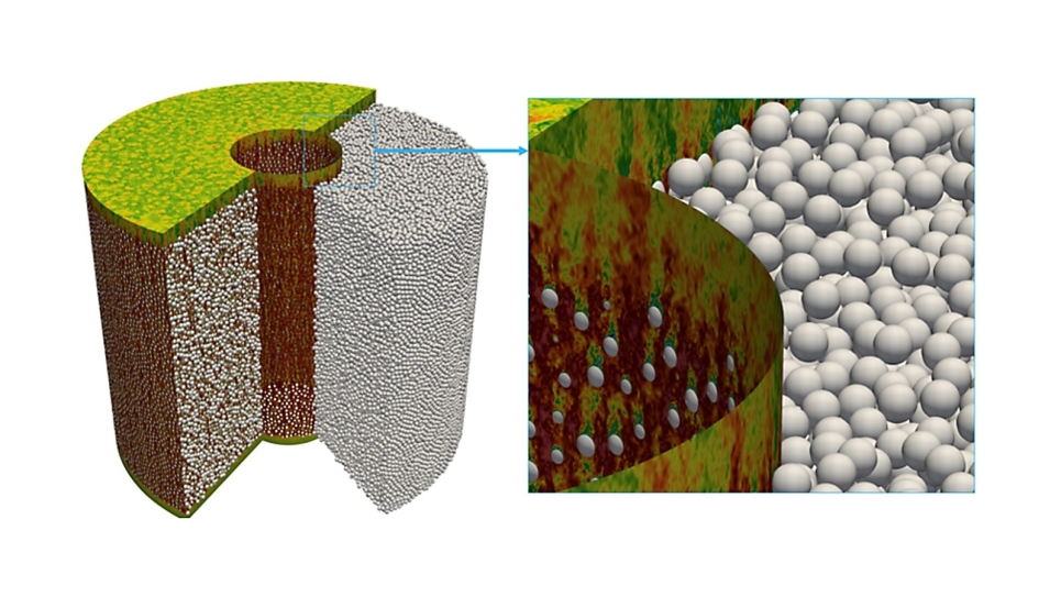 Graphic of pebbles in a nuclear reactor.