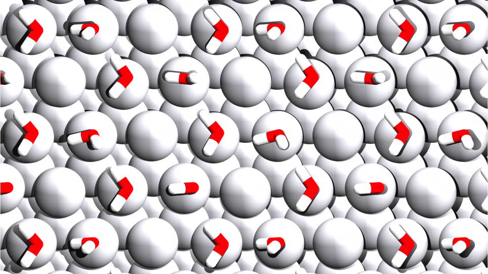 Density Functional Theory calculations are used to understand the structure and dynamics of chemical processes at water/metal interfaces. Density Functional Theory calculations are used to understand the structure and dynamics of chemical processes at water/metal interfaces.