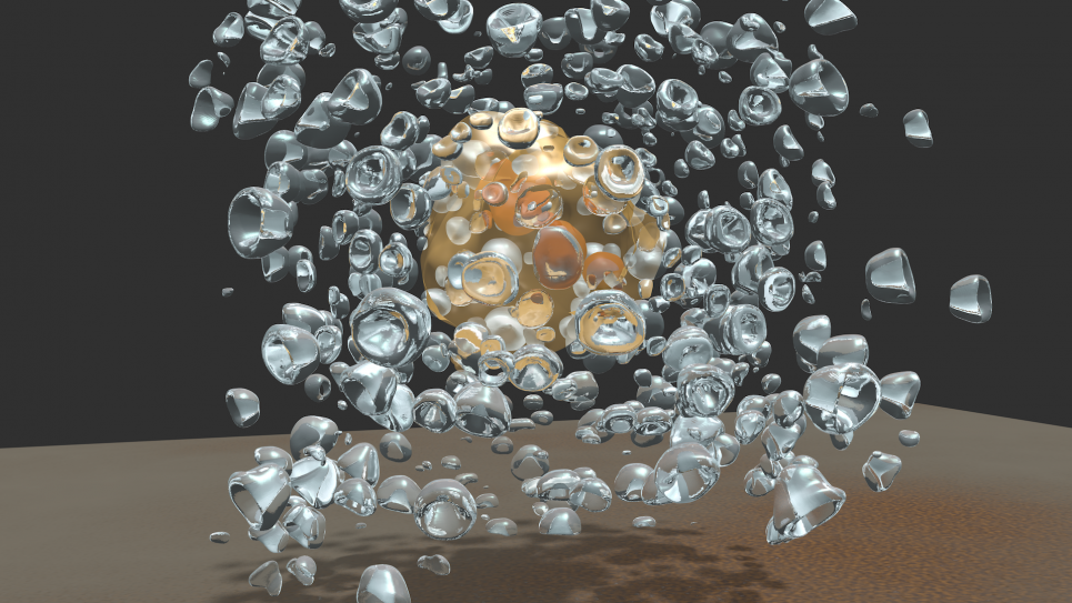 cavitating vapor bubbles above a solid wall