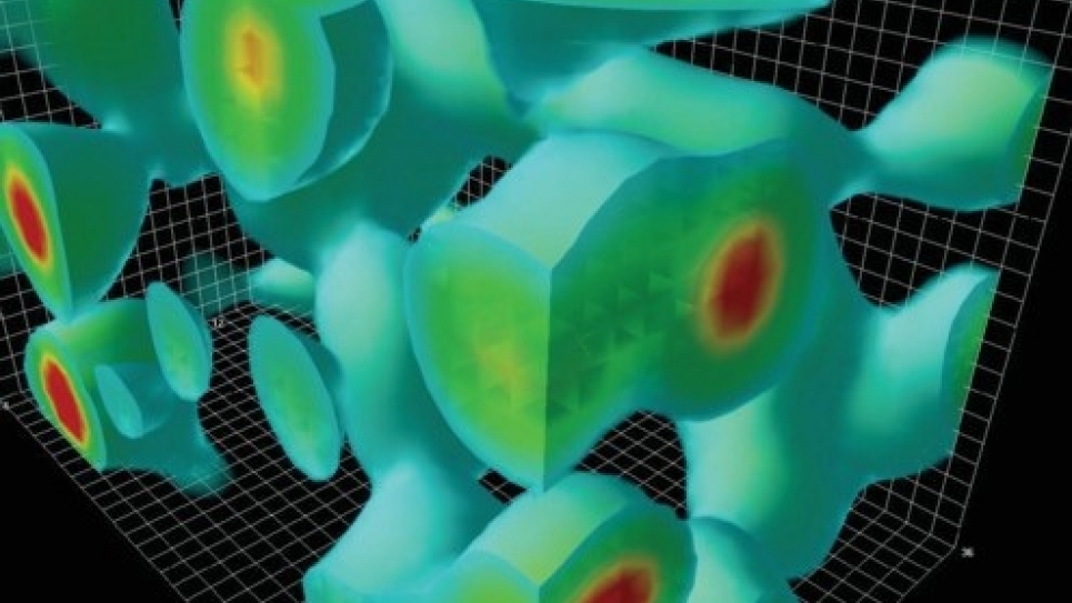 A frame from an animation illustrating the typical four-dimensional structure of gluon-field configurations used in describing the vacuum properties of QCD.