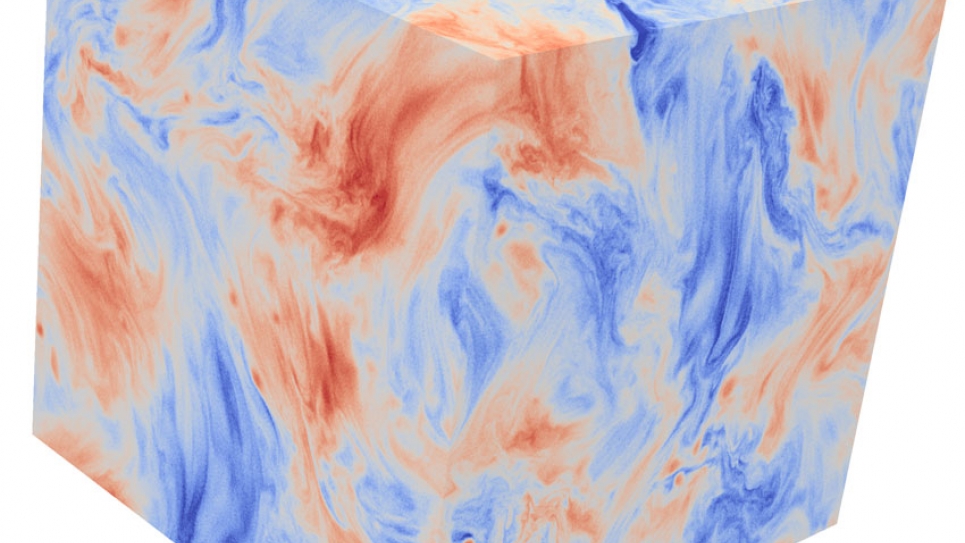 Structure of plasma density fluctuations in the 3D PIC turbulence simulation.