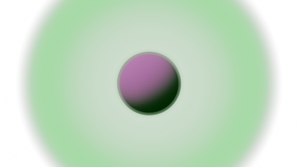 An antiquark (magenta) inside a cloud of gluons (green). USQCD researchers discovered a new and unambiguous way to decide how much of the cloud’s energy should be considered part of the quark mass. This idea was applied to simulation data generated with Mira to compute quark massed from first principles.